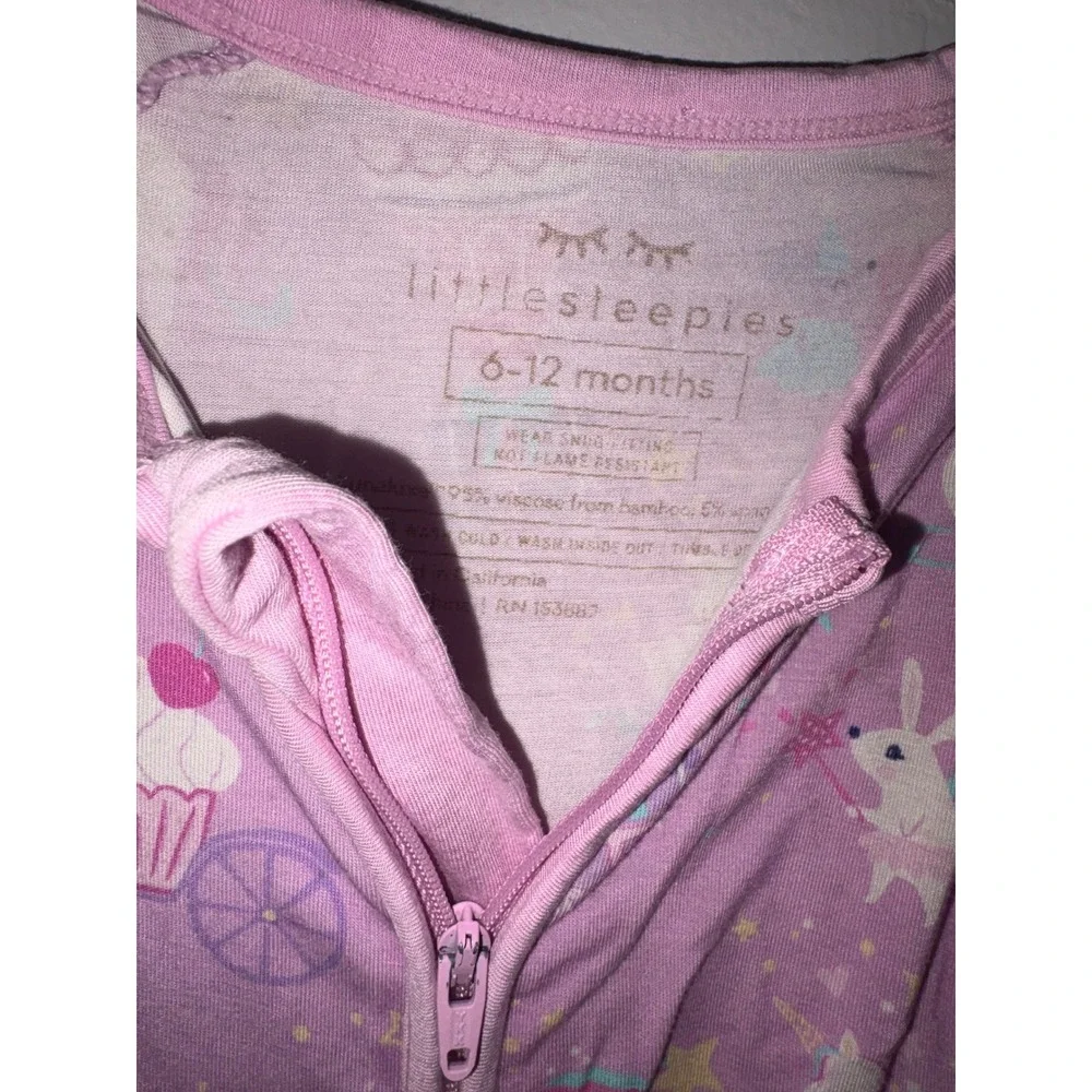 Little Sleepies Girls Bamboo Zippy Sleeper PJs Pink Unicorn Swan Fairy Stained
